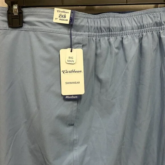 Caribbean Big & Tall 2XB Cargo Swim Trunks Mens Lined Indigo Blue Shorts 9" - Picture 3 of 8